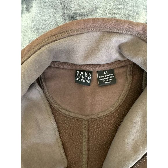 Vintage Saks Fifth Avenue Mens 1/4 Zip Sweatshirt Brown Size M - Picture 3 of 7